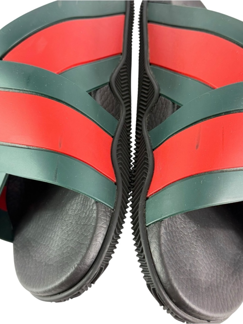 GUCCI 630326 Rubber Web Crisscross Slide Stripe Men's Sandal 9 - 9.5 US - Picture 11 of 12